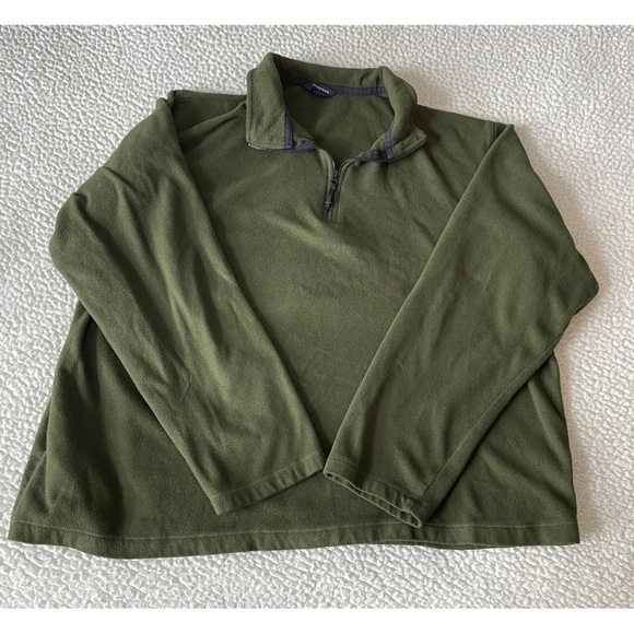 Lands' End Other - Lands' End Men's Size XLT Pullover Quarter Zip‎ Fleece Therma Check Olive Green